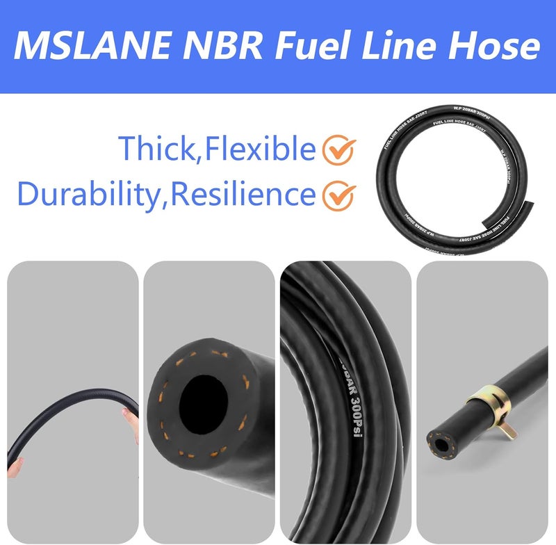 MSLANE Fuel Line Hose 5/16" ID 20FT With 5CS Clamps, High Performance 300PSI, Push Lock Reinforced Rubber NBR Automotive Fuel Line For Lawn Mowers/Cultivator/ATV's Tractors And Other Small Engine Equipment - Image 4